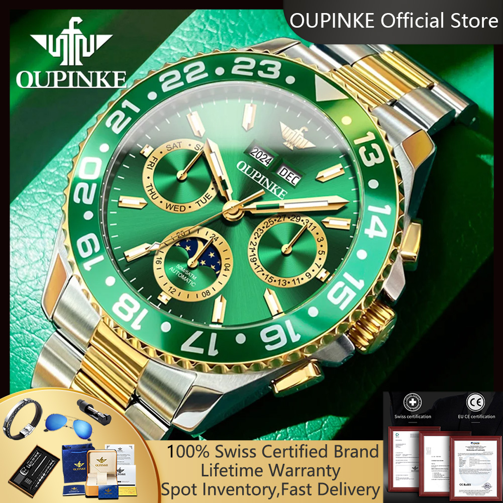 Luxury Watch Moon Phase - OUPINKE 3271 Automatic Mechanical Men's Watches