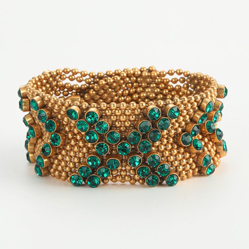 Vintage Green Rhinestone Brace - Luxury Watch In Dubai review and price