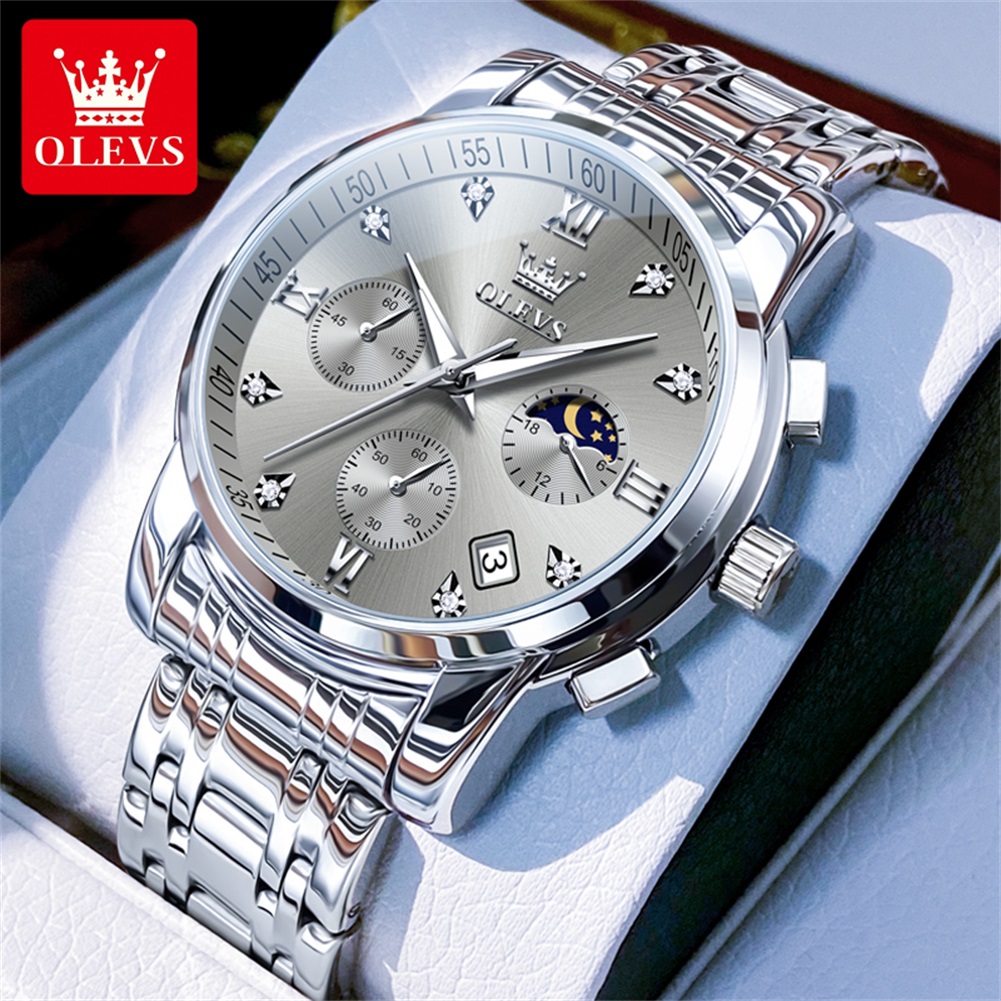 OLEVS 2858 Quartz Watch for Me - Luxury Watch Moon Phase review and price