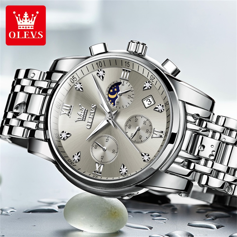 OLEVS 2858 Quartz Watch for Me - Luxury Watch Moon Phase review and price