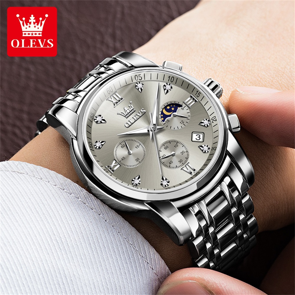 OLEVS 2858 Quartz Watch for Me - Luxury Watch Moon Phase review and price
