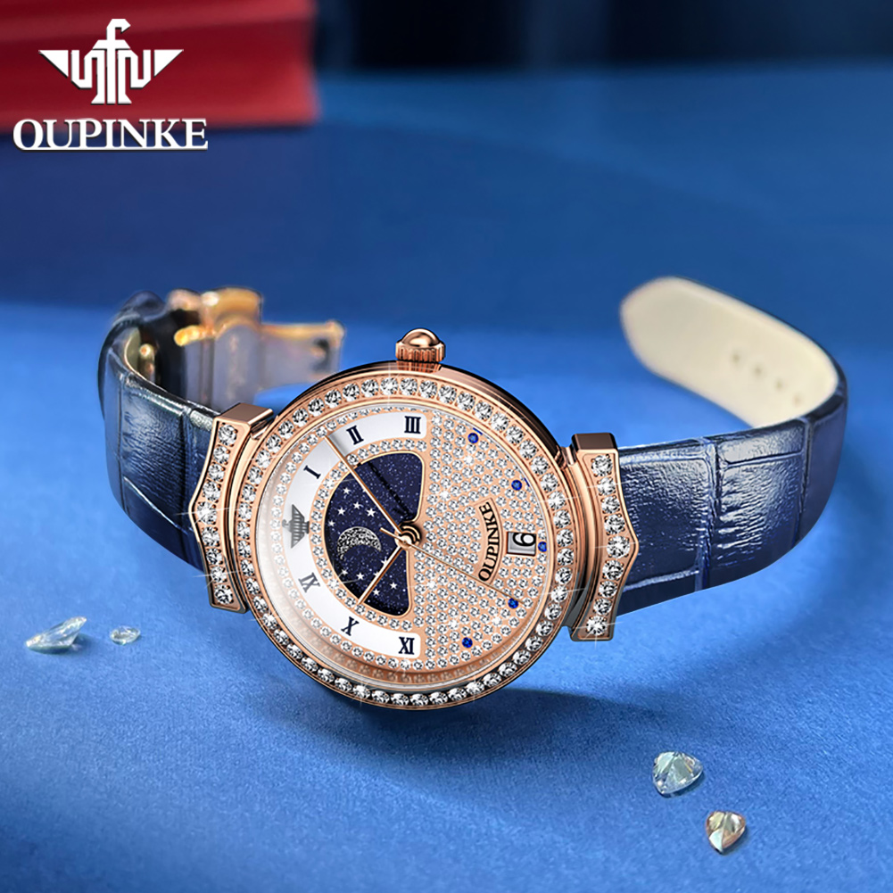 OUPINKE 3216 Woman Watch Water - Luxury Watch Moon Phase review and price