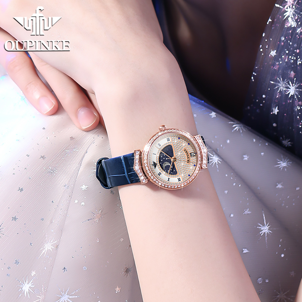 OUPINKE 3216 Woman Watch Water - Luxury Watch Moon Phase review and price
