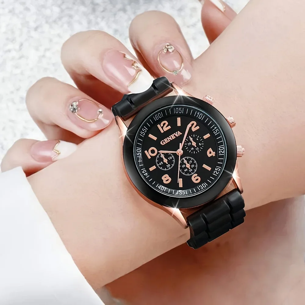 2Pcs Luxury Women's Watch Set  - Luxury Watch With Rubber Strap review and price